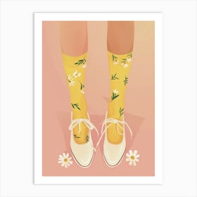 White Floral Vintage Shoes 2 Art Print