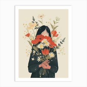 Spring Girl With Red Flowers 2 Art Print