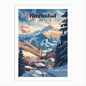 Kitzbuhel Austria Snow Travel Art Art Print