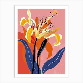 Colourful Flower Illustration Gloriosa Lily 1 Art Print