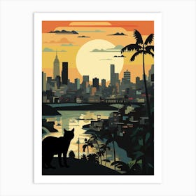 Jakarta, Indonesia Skyline With A Cat 0 Art Print
