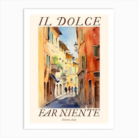 Il Dolce Far Niente Rimini, Italy Watercolour Streets 4 Poster Art Print