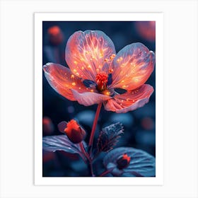 Pink Flower With Flames Art Print