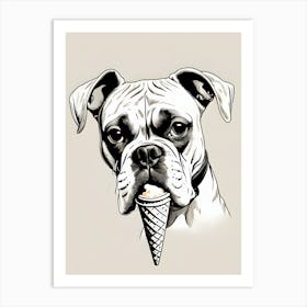 Boxer Dog With Ice Cream Cone Art Print