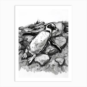 Emperor Penguin Sunbathing On Rocks 4 Art Print