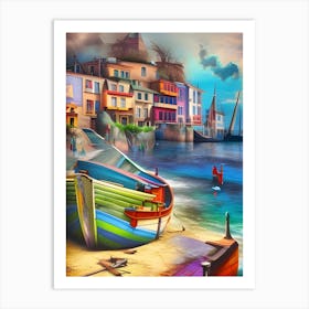 Colorful Boats On The Beach Art Print