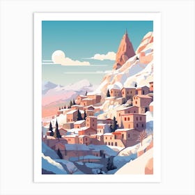 Vintage Winter Travel Illustration Cappadocia Turkey 2 Art Print