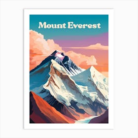 Mount Everest Sunset Travel Illustration Art Print