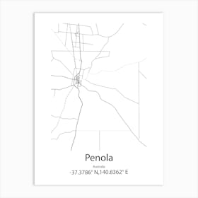 Penola,Australia Minimalist Map Art Print