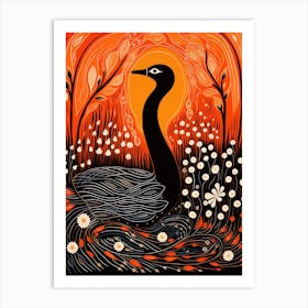 Swan In The Water Art Print