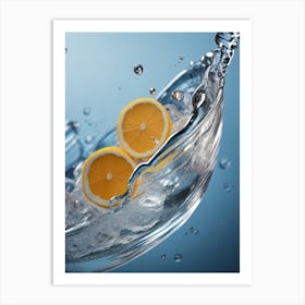 Water Splashing With Lemons Art Print