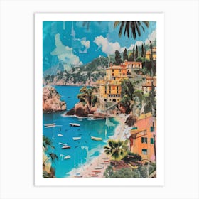 Portofino   Retro Collage Style 2 Art Print