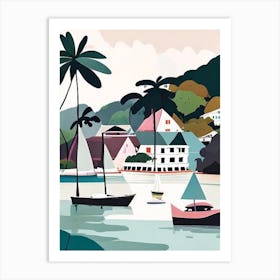 Gaya Island Malaysia Muted Pastel Tropical Destination Art Print