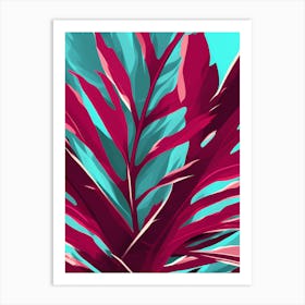 Tropical Leaves, calming tones of Burgundy, pink& teal makes a Perfect Wall decor, 1272 Art Print
