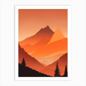 Misty Mountains Vertical Composition In Orange Tone 311 Art Print