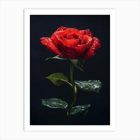 Red Rose On Black Background 67 Art Print