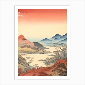 Chugoku Mountains In Multiple Prefectures, Ukiyo E Drawing 1 Art Print
