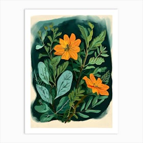 Orange Flowers 5 Art Print