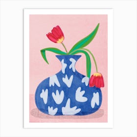 Tulips in vase Art Print