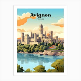 Avignon France Palais des Papes Travel Art Illustration Art Print