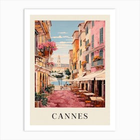 Cannes France 1 Vintage Pink Travel Illustration Poster Art Print