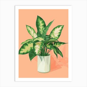 Dieffenbachia Plant Minimalist Illustration 7 Art Print