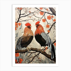 Art Nouveau Birds Poster Rooster 3 Art Print