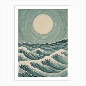 Moonlight Over The Ocean Art Print