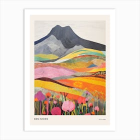 Ben More Scotland 2 Colourful Mountain Illustration Poster Art Print