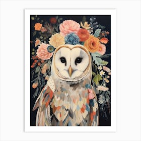 Bird With A Flower Crown Barn Owl 1 Art Print