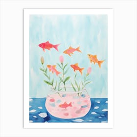 Pink Fish In A Bowl Art Print