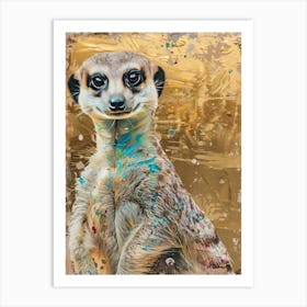 Meerkat Gold Effect Collage 2 Art Print