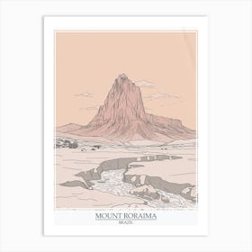 Mount Roraima Venezuela Brazil Color Line Drawing 5 Poster Art Print