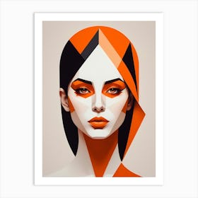 Woman Portrait Minimalism Geometric Pop Art (14) Art Print