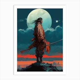 Lonely Samurai Warrior Painting Art Print
