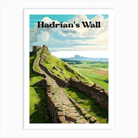 Hadrian's Wall England Landmark Modern Travel Art Art Print