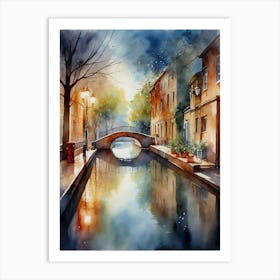 Watercolor Of A Canal 2 Art Print