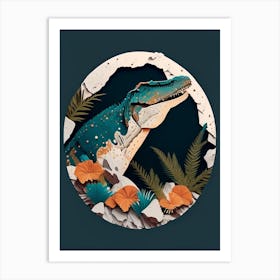 Heterodontosaurus Terrazzo Style Dinosaur Art Print