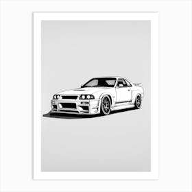 Nissan Gtr Line Drawing 10 Art Print