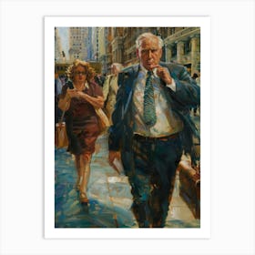 Businessman Walking Down The Street Art Print