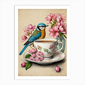 Tea And Flowers Art Print