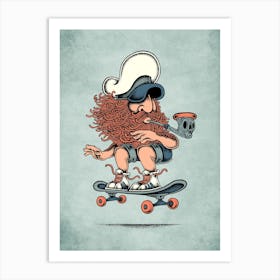 Sailor Skateboard 1 Art Print