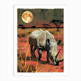 Rhino In The Savannah Art Print