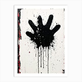 Black Charcoal Hand Sketching Over A Canvas With Splatters And Drips Of Paint Heavy Grunge Texture (1) Art Print