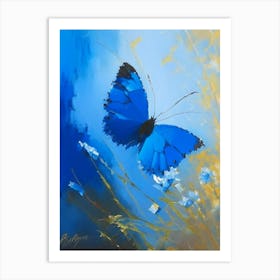Common Blue Butterfly Oil Painting 1 Art Print