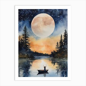 I Love The Moon ~ And The Moon Loves Me ~ Fairytale Witchcraft Moonlight Forest Watercolor Artwork ~ Spooky Witchy Pagan Witches Art Print