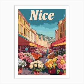 Aihrgdesign A Classic 1960s Travel Poster For Nice 1 Art Print