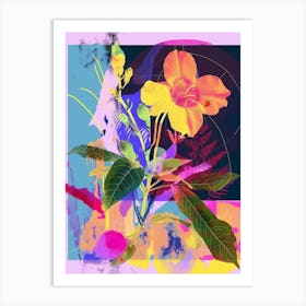 Evening Primrose 4 Neon Flower Collage Art Print