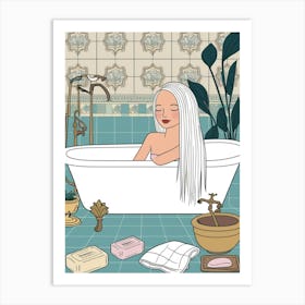 Girl In A Bath Art Print