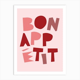 Bon Appetit Red and Pink Art Print